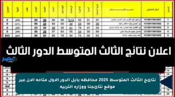 نتائج الثالث المتوسط 2025 محافظة بابل الدور الأول متاحة الآن عبر موقع نتائجنا ووزارة التربية